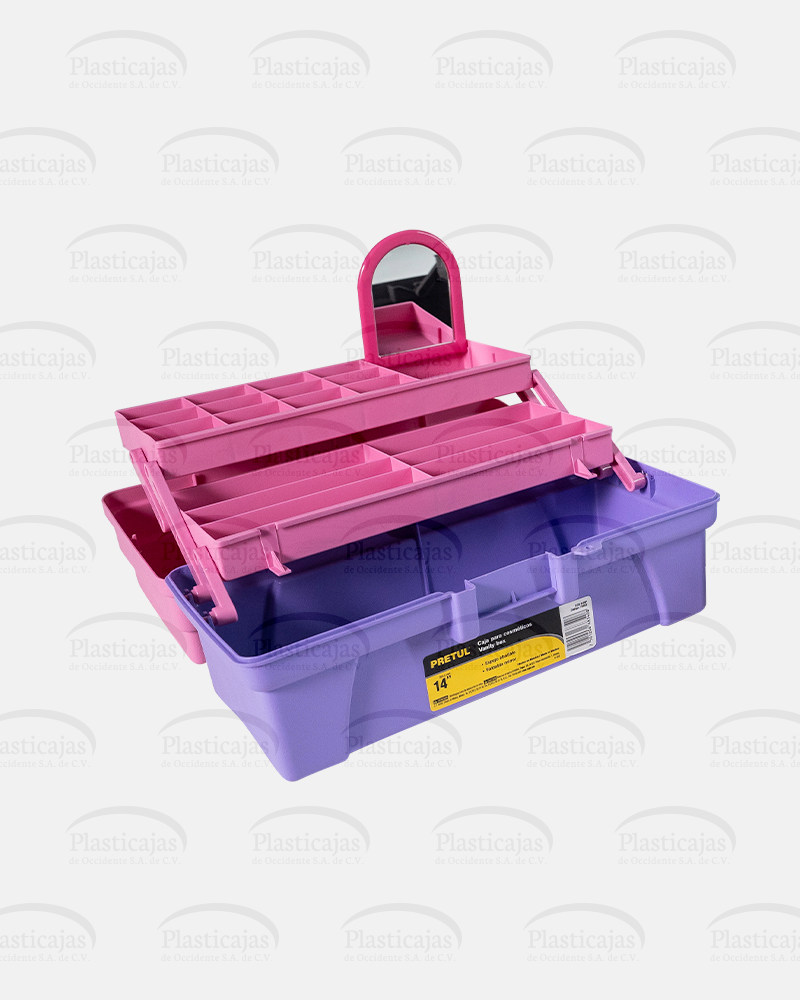 Caja Cosmetiquera 14″ Organizador Maquillaje Rosa Pretul