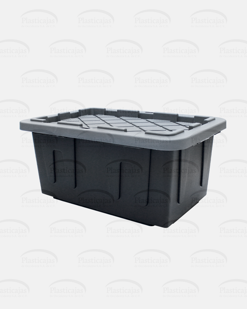 Caja almacenaje con tapa, plástico translúcido, cajón multiusos,  ordenación, almacenamiento de objetos, hogar, 60 litros, 29,7 x